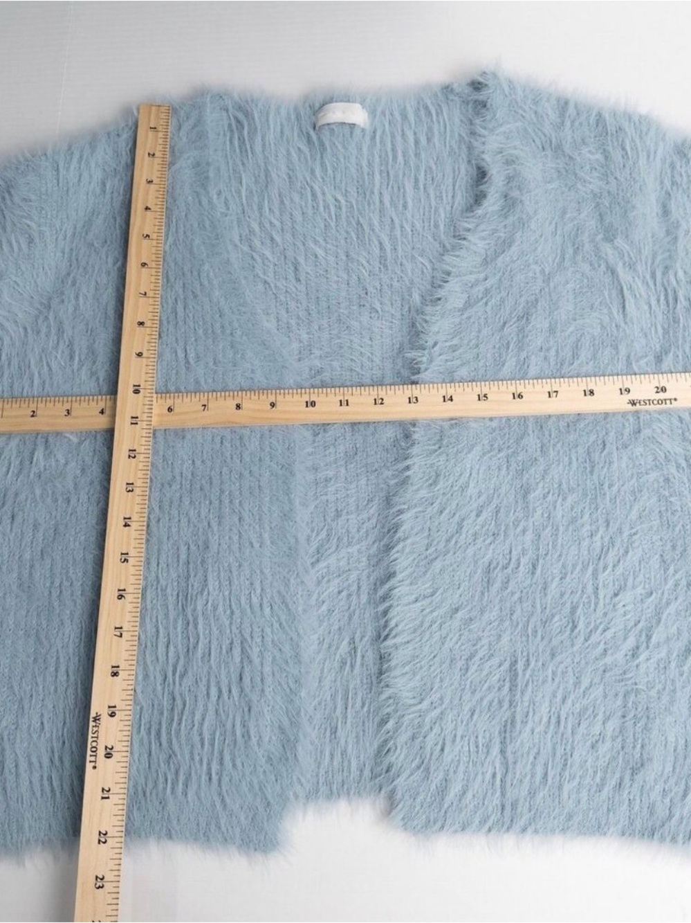 HARU Seoul Super Soft Faux Fur Relaxed Cardigan in Sky Blue